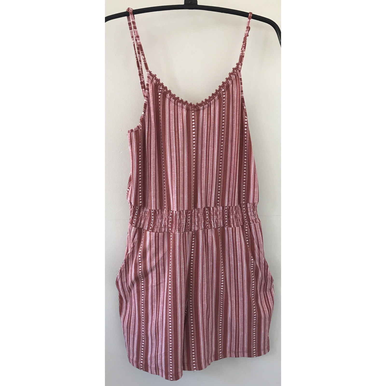 Derek Heart Red Pink White Candy Stripe Shorts Romper Jumpsuit W Pockets Small